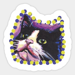 Tuxedo Cat Bright colorful pop kitty art Sticker